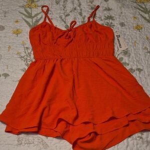 🙊 5/$30 No Boundaries Vibrant Pink/Orange Romper